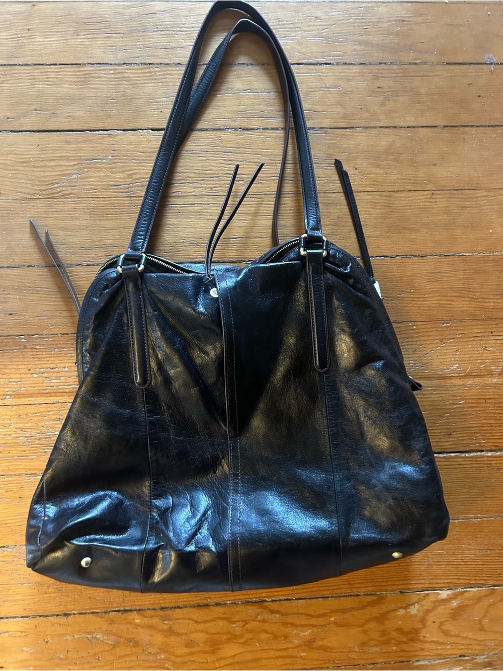 HOBO Black Leather Shoulder Bag - Women's Tote - Picture 3 of 16